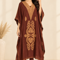 Brown Golden Paisley Kaftan