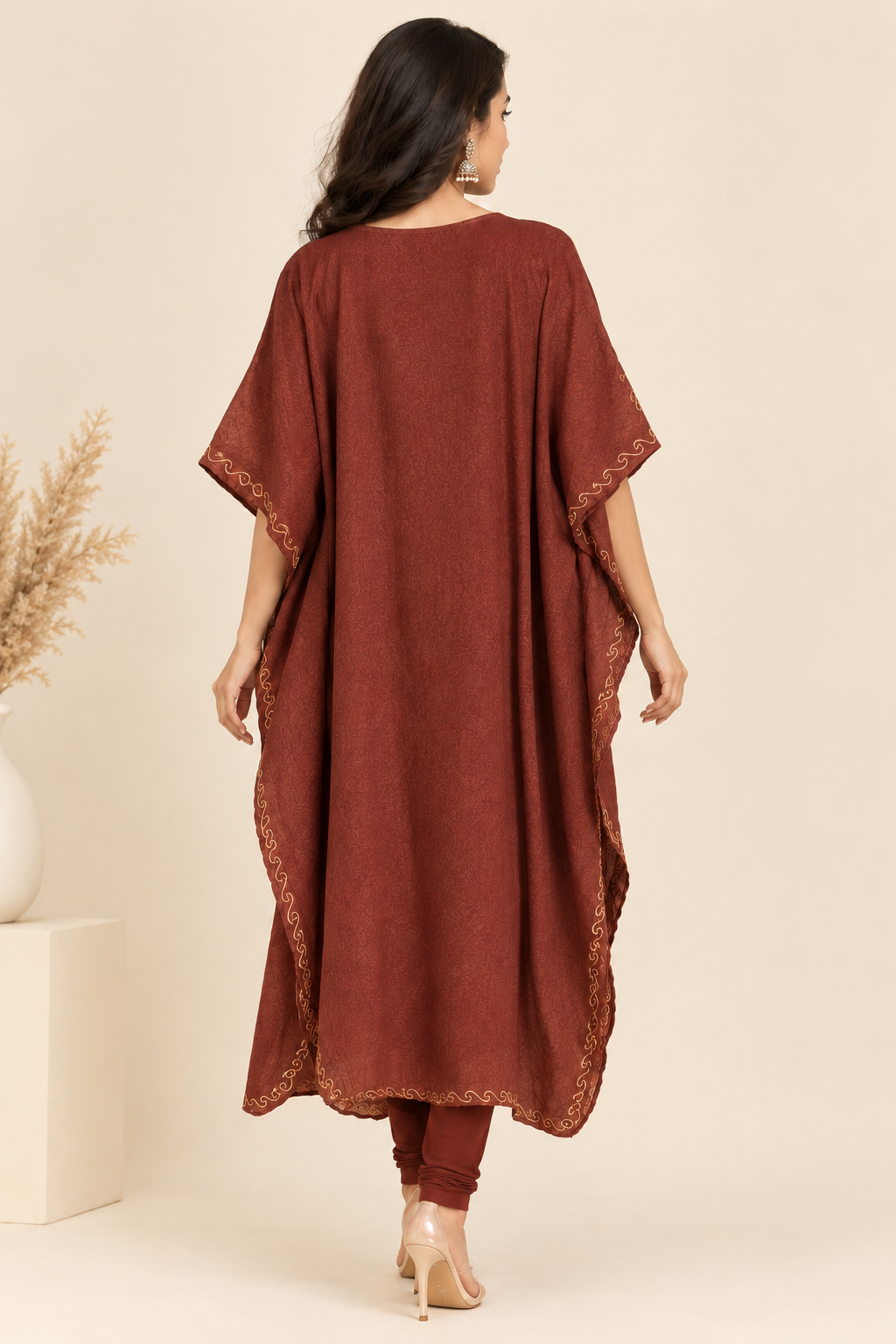 Brown Golden Paisley Kaftan