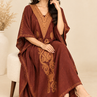 Brown Golden Paisley Kaftan