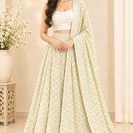 Yellow Handblock Cotton Wrap Around Skirt