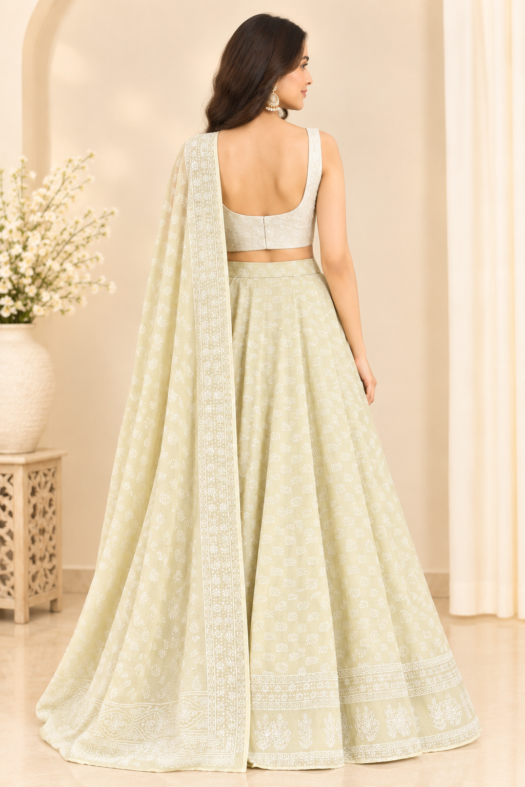 Yellow Handblock Cotton Wrap Around Skirt