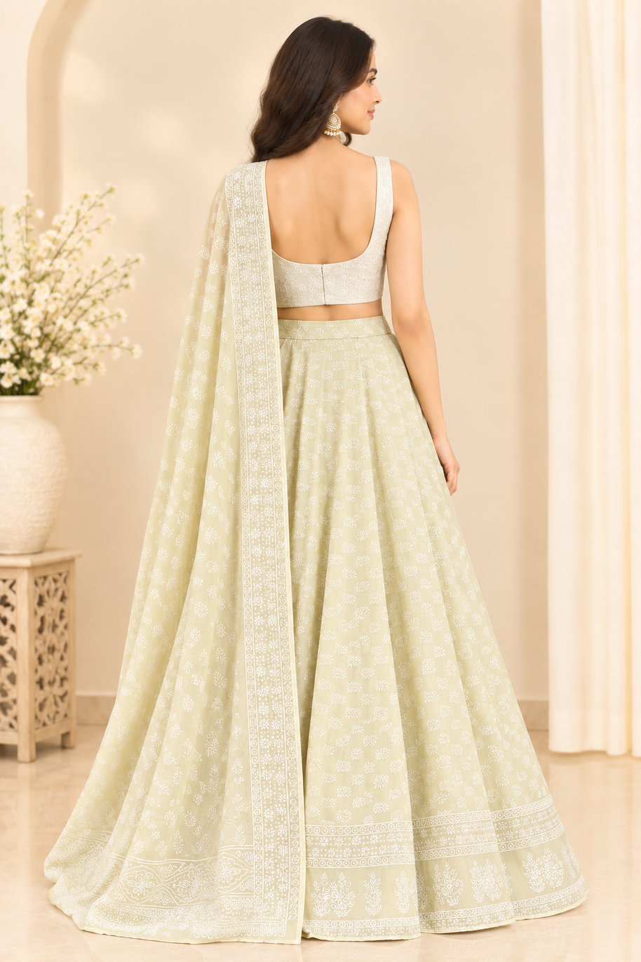 Yellow Handblock Cotton Wrap Around Skirt