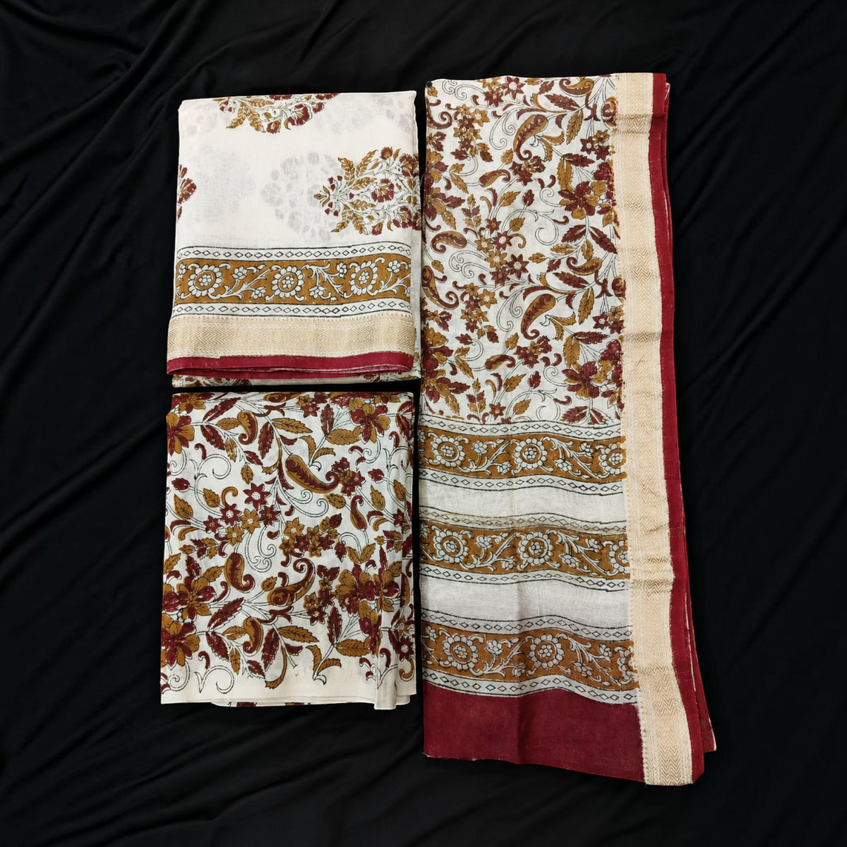 Offwhite Floral Maheswari Silk Salwar Suit