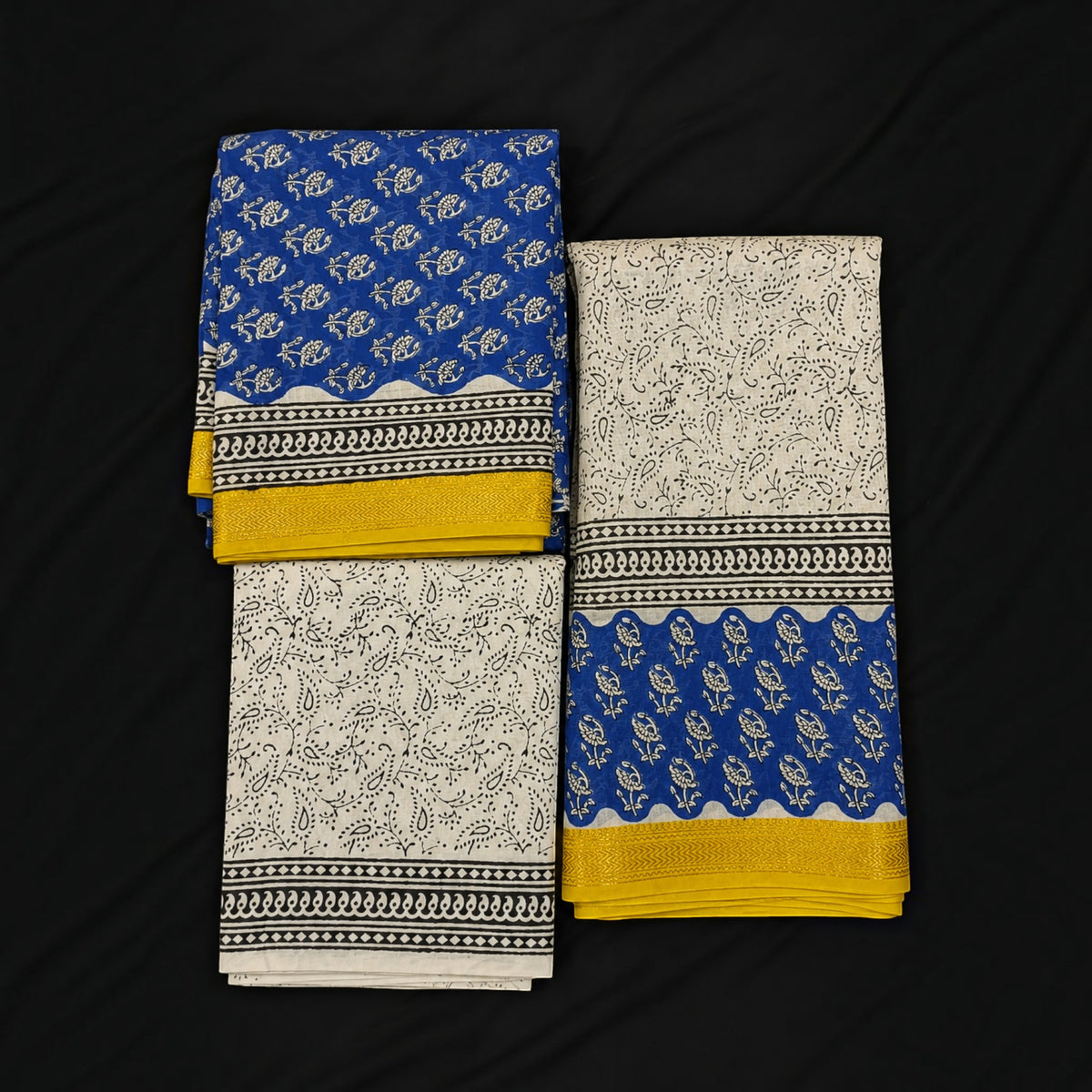Blue Floral Maheswari Silk Salwar Suit