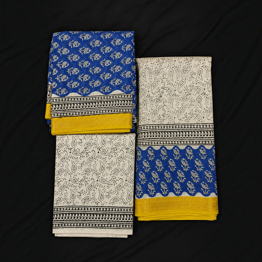 Blue Floral Maheswari Silk Salwar Suit