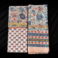 Pink Blue Floral Maheswari Silk Salwar Suit