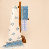 Sky Blue Floral Chanderi Silk Salwar Suit