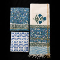 Sky Blue Floral Chanderi Silk Salwar Suit