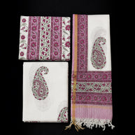 White Dark Pink Floral Cotton Salwar Suit