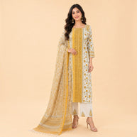 White Yellow Floral Cotton Salwar Suit