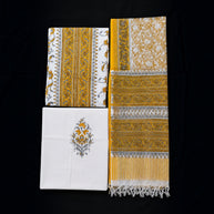 White Yellow Floral Cotton Salwar Suit