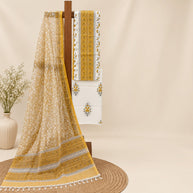 White Yellow Floral Cotton Salwar Suit