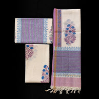 White Blue Floral Cotton Salwar Suit