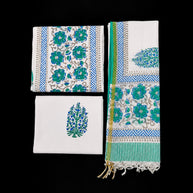 White Green Floral Cotton Salwar Suit