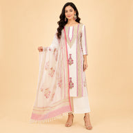 White Pink Mustard Floral Cotton Salwar Suit