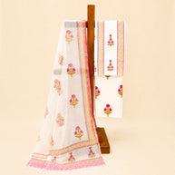 White Pink Mustard Floral Cotton Salwar Suit