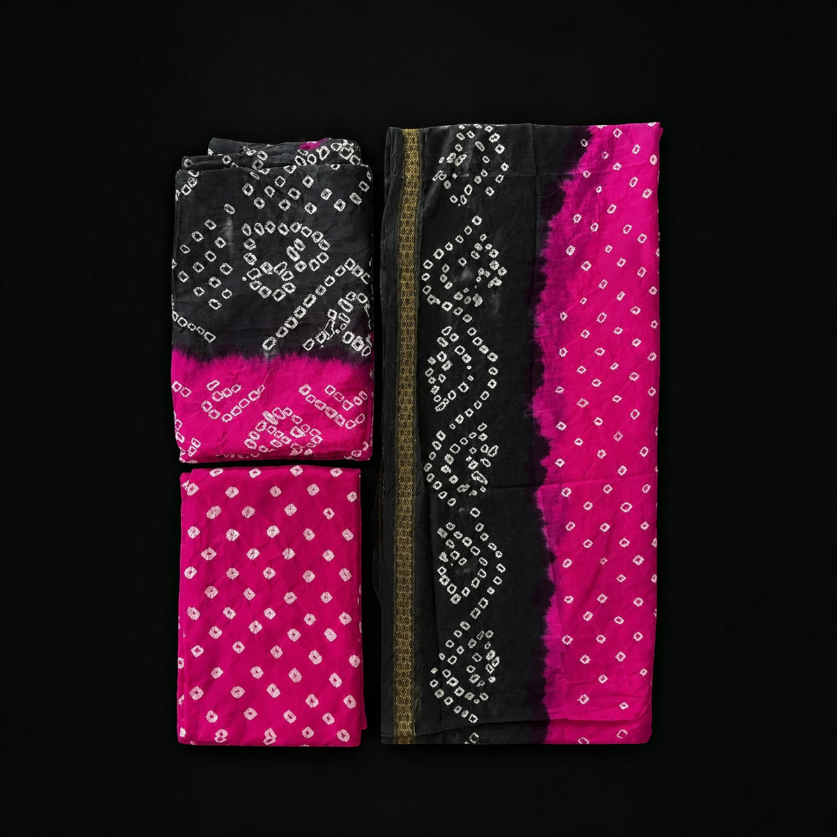 Pink Grey Modal Silk Bandhej Suit
