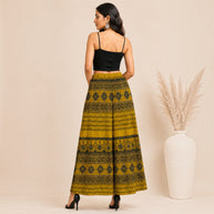 Mustard Mashru Silk Skirt