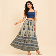 Beige Mashru Silk Skirt
