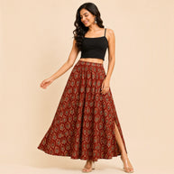 Maroon Mashru Silk Skirt