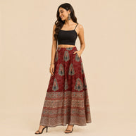 Maroon Mashru Silk Skirt