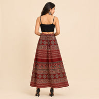Maroon Mashru Silk Skirt