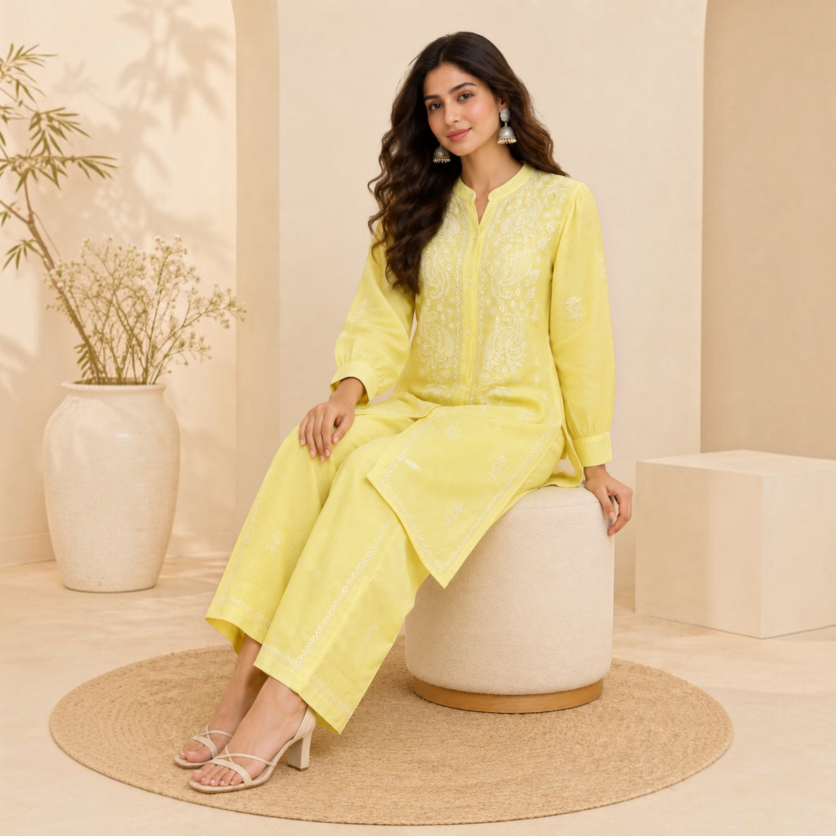 Yellow Chanderi Silk Coords Set