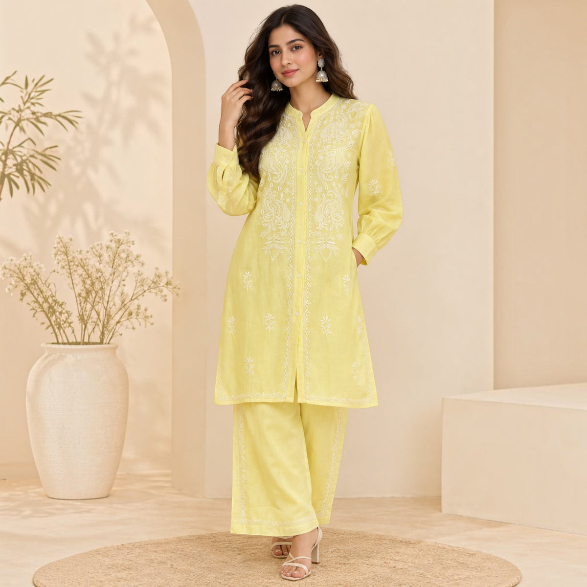 Yellow Chanderi Silk Coords Set