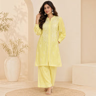 Yellow Chanderi Silk Coords Set