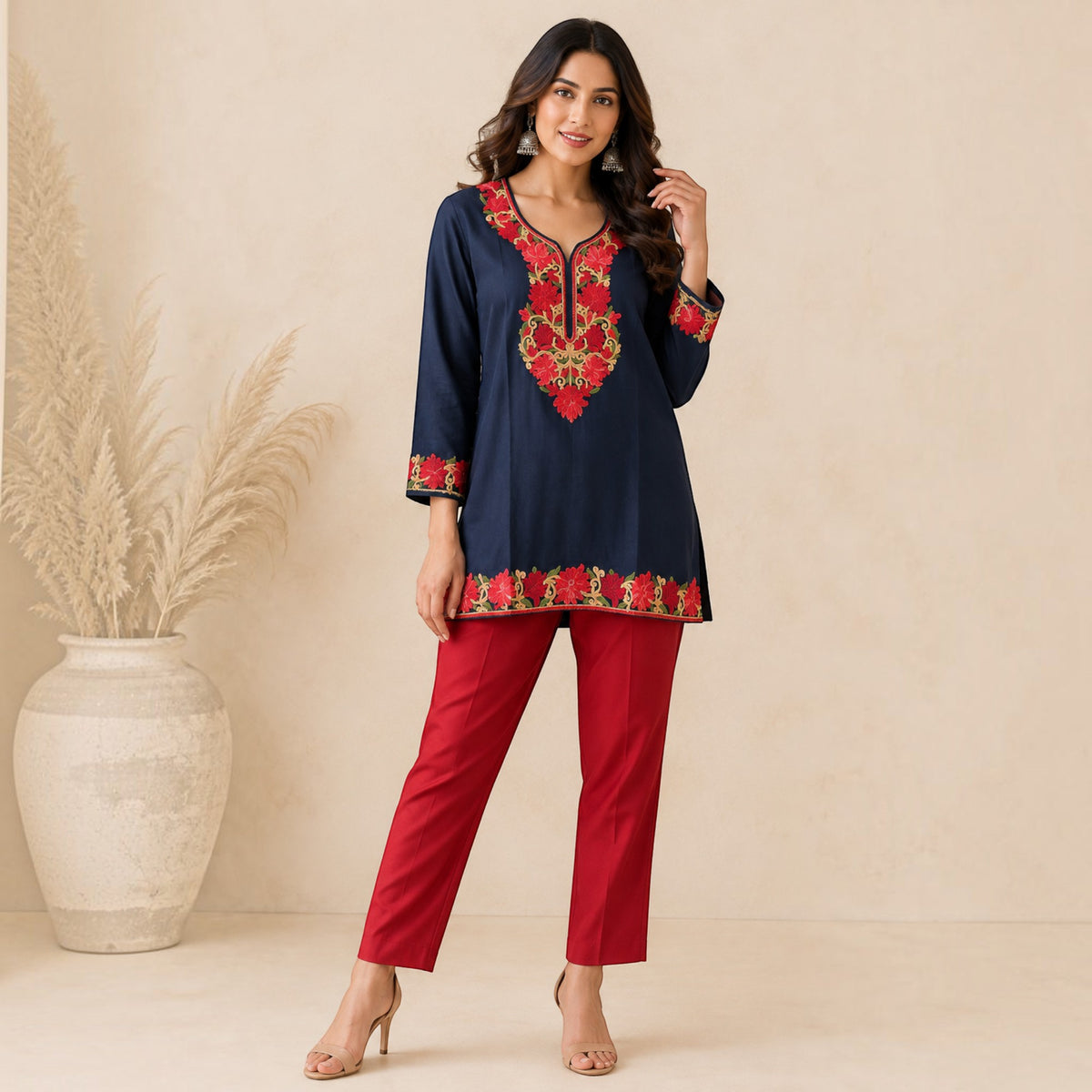 Navy Blue Cotton Short Top