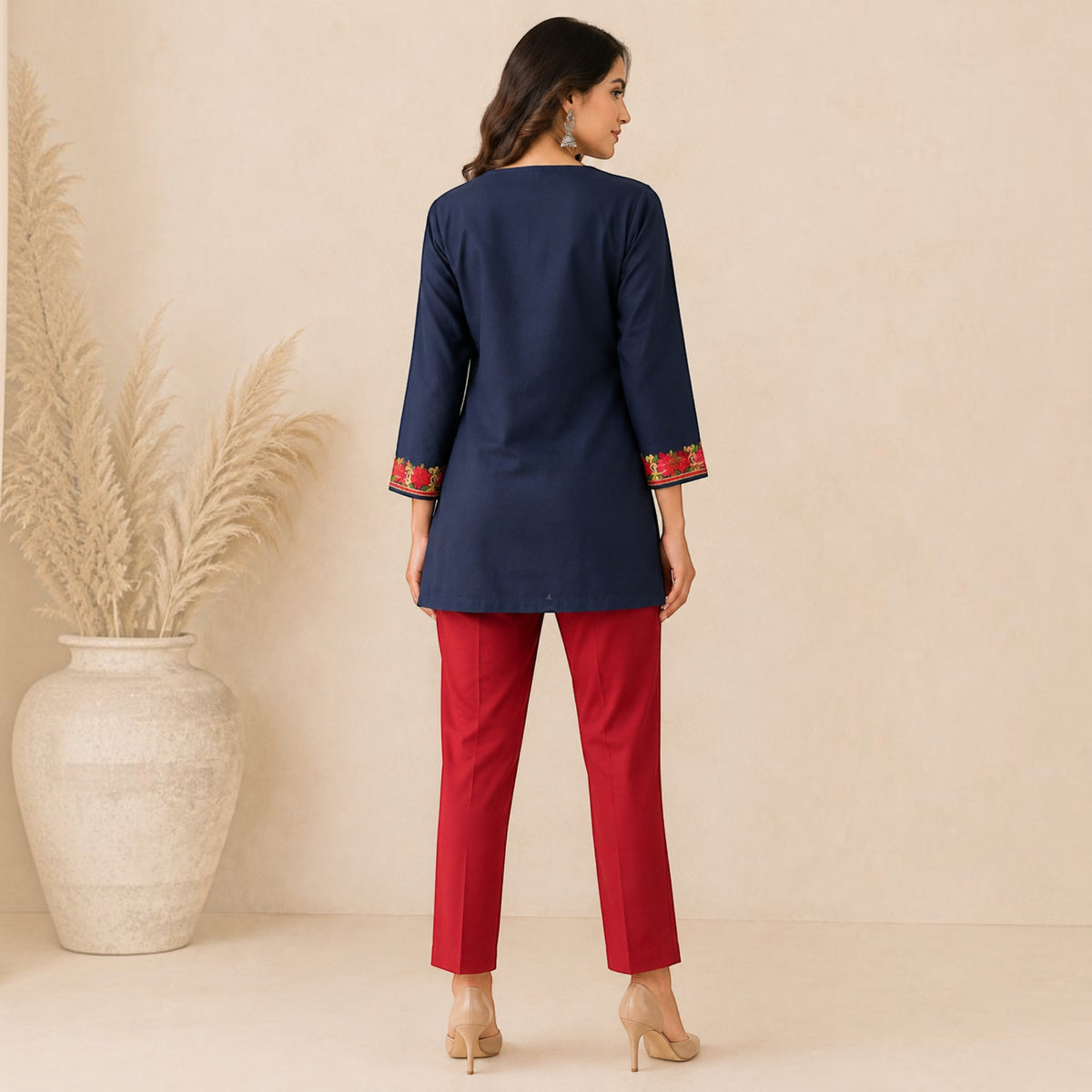 Navy Blue Cotton Short Top
