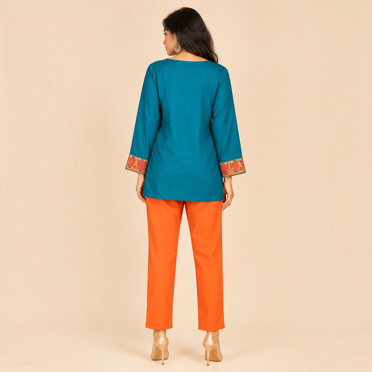 Teal Blue Cotton Short Top