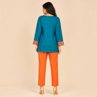 Teal Blue Cotton Short Top