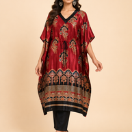 Red Mashru Silk Kaftan