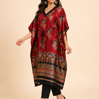 Red Mashru Silk Kaftan
