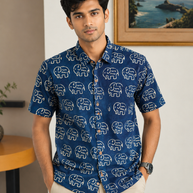 Artsy Hand Block Print Mens Shirt