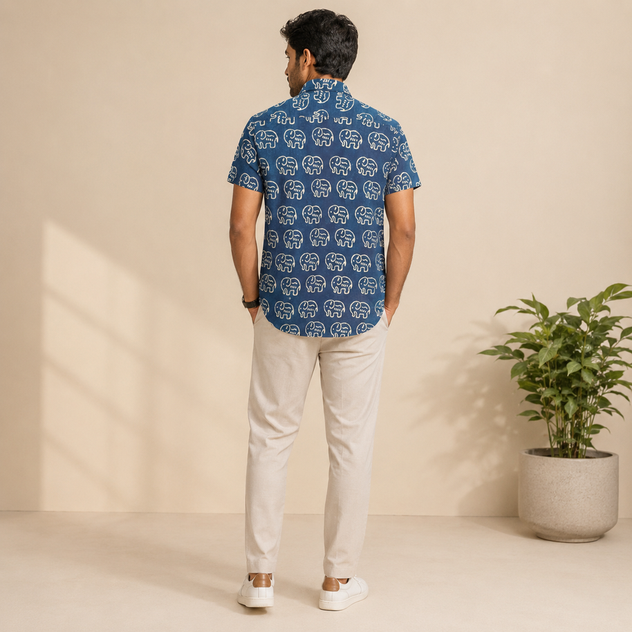 Artsy Hand Block Print Mens Shirt
