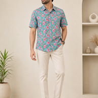 Artsy Hand Block Print Mens Shirt