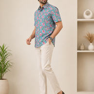Artsy Hand Block Print Mens Shirt