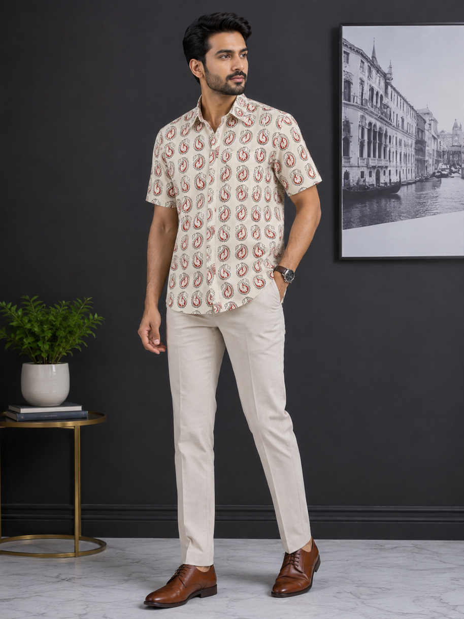 Artsy Hand Block Print Mens Shirt