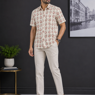 Artsy Hand Block Print Mens Shirt