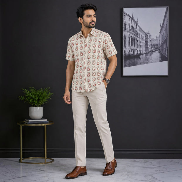Artsy Hand Block Print Mens Shirt