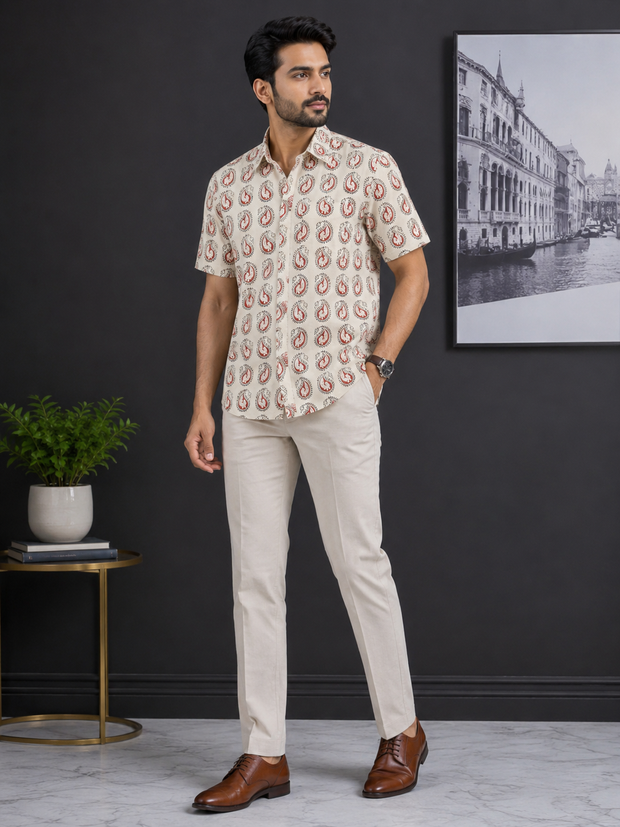 Artsy Hand Block Print Mens Shirt