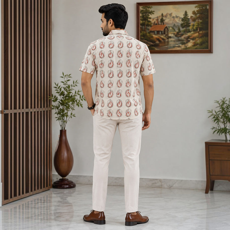 Artsy Hand Block Print Mens Shirt