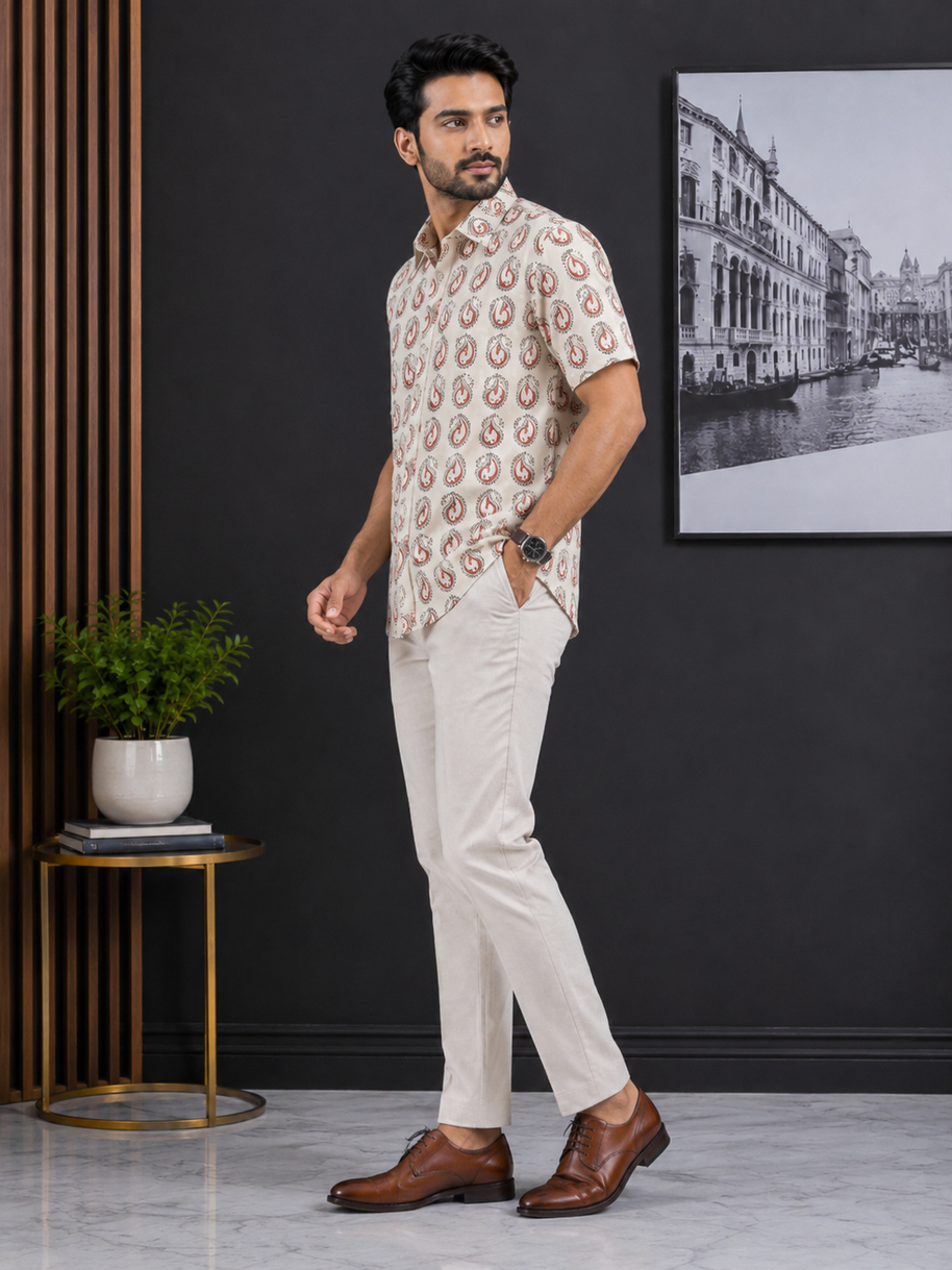 Artsy Hand Block Print Mens Shirt