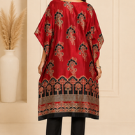 Red Mashru Silk Kaftan