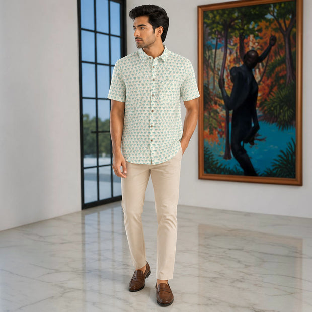 Artsy Hand Block Print Mens Shirt