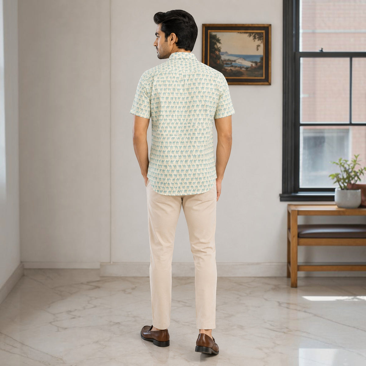 Artsy Hand Block Print Mens Shirt