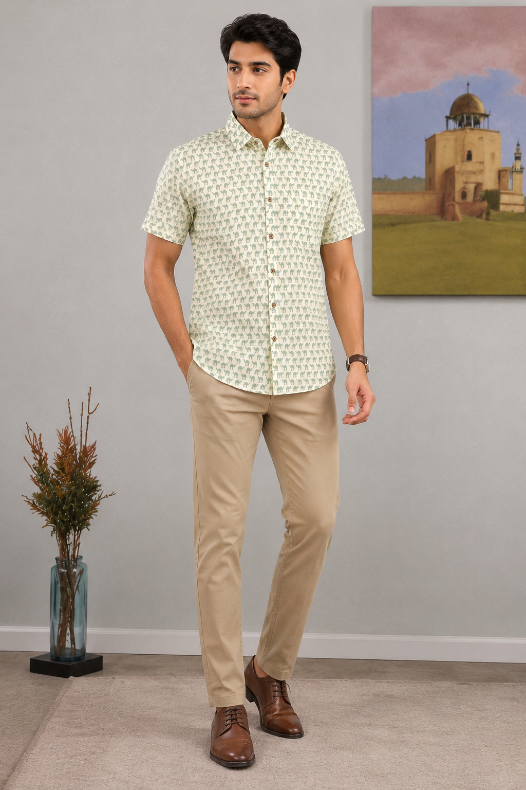 Artsy Hand Block Print Mens Shirt