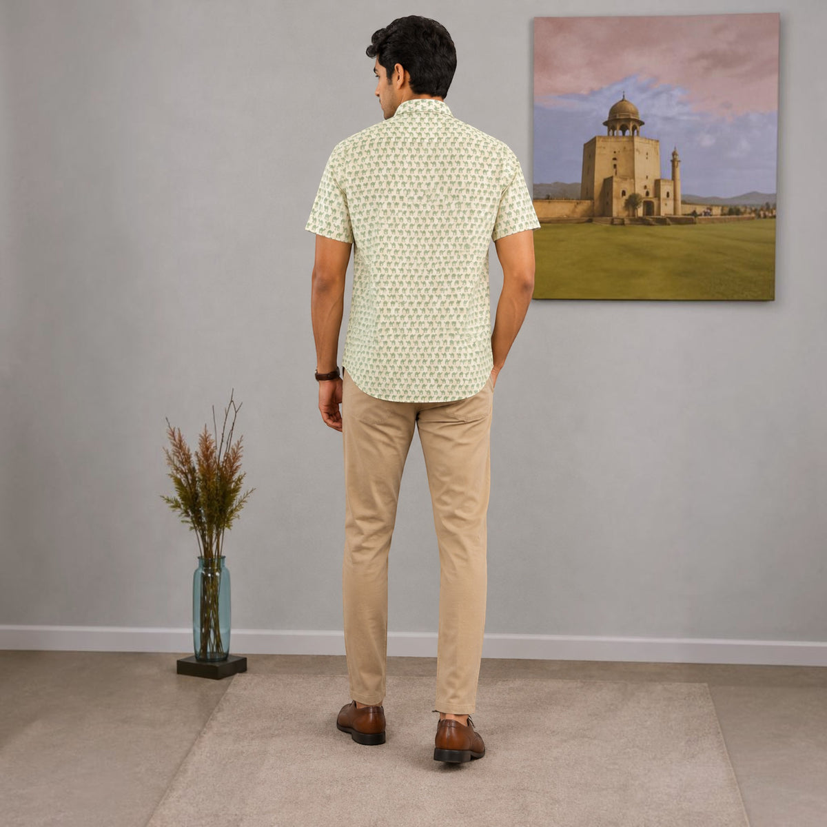 Artsy Hand Block Print Mens Shirt